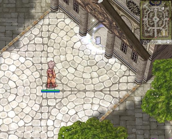 ทางเข้าโบสถ์ มุมขวาบนเมือง Prontera พิกัด 232 312